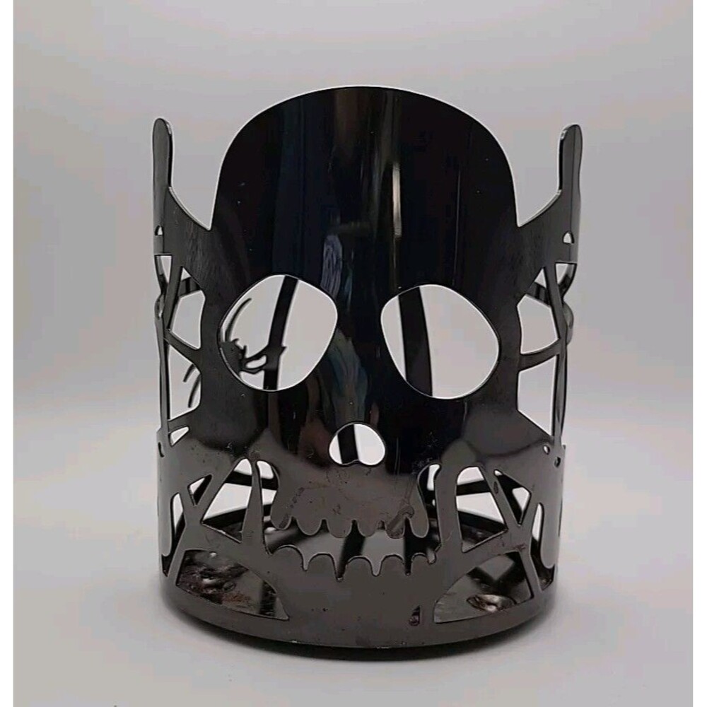 BATH & BODY WORKS SLATKIN & CO HALLOWEEN DECOR SKULL SPIDER 3 WICK CANDLE HOLDER